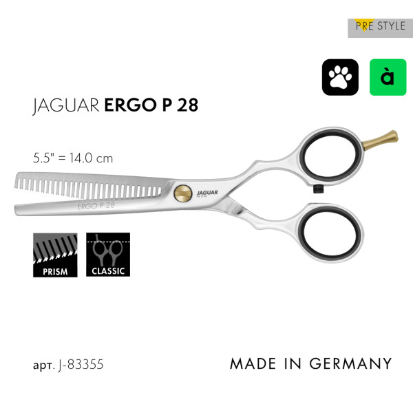 Филировочные ножницы Jaguar Pre Style Ergo Polish, 5.5", 28 зубцов